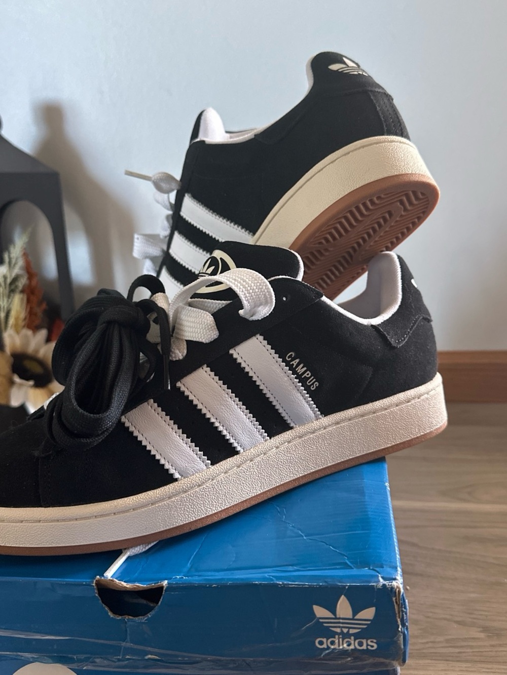adidas Campus Men's Black and White Suede Sneakers